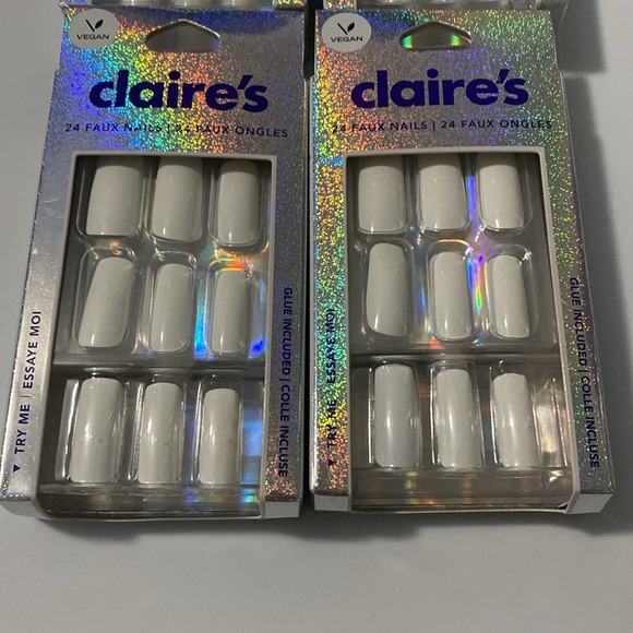 NWT Claire’s 4 Packs Vegan White Faux Nails - Picture 3 of 5